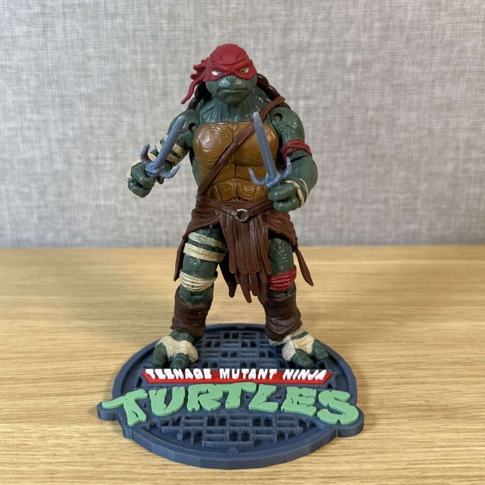 Playmates TMNT 2014 Movie Raphael Action Figure Custom 3D Printed Sai And Stand